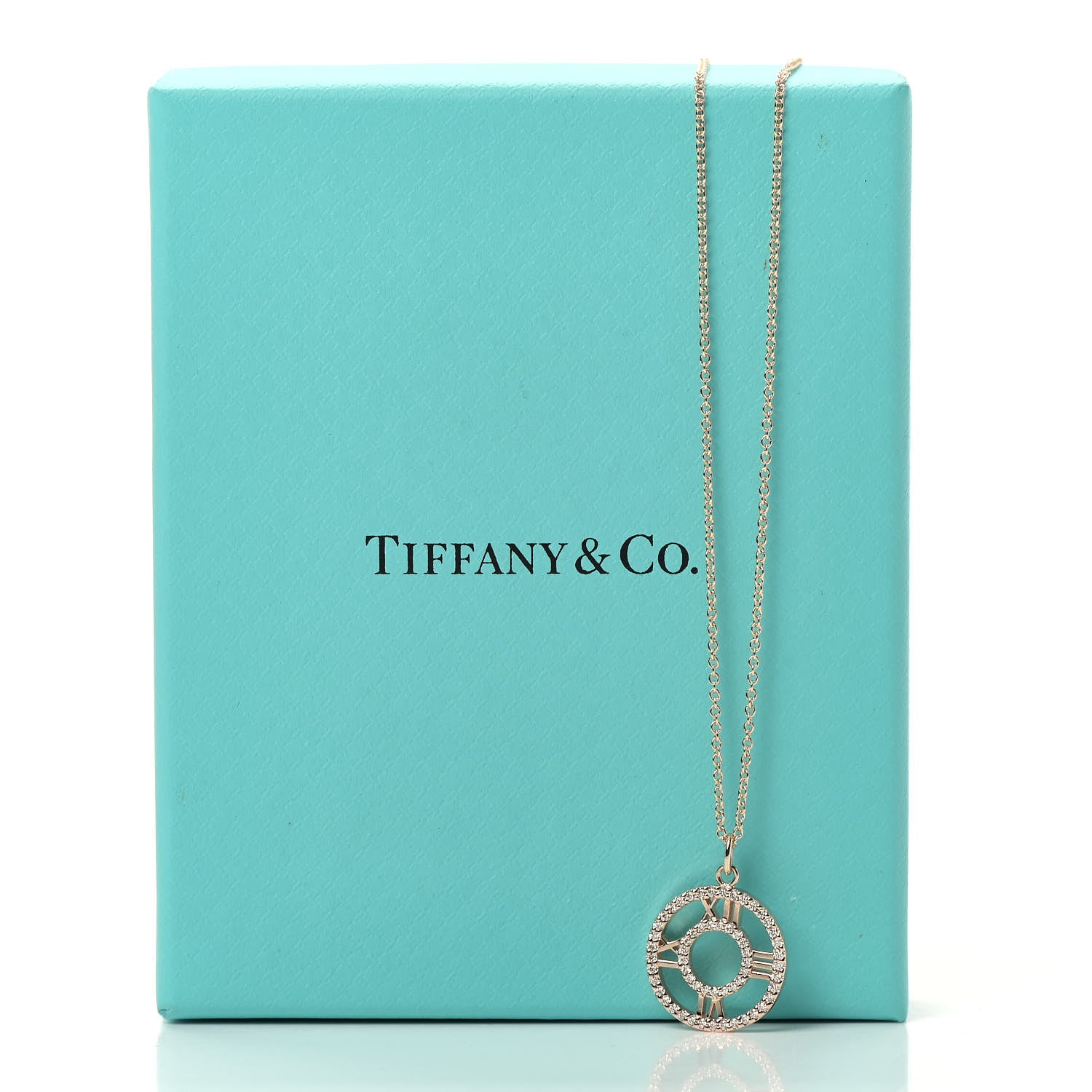 Tiffany 18K Rose Gold Diamond Small Atlas Open Pave Pendant Necklace 8 of 8