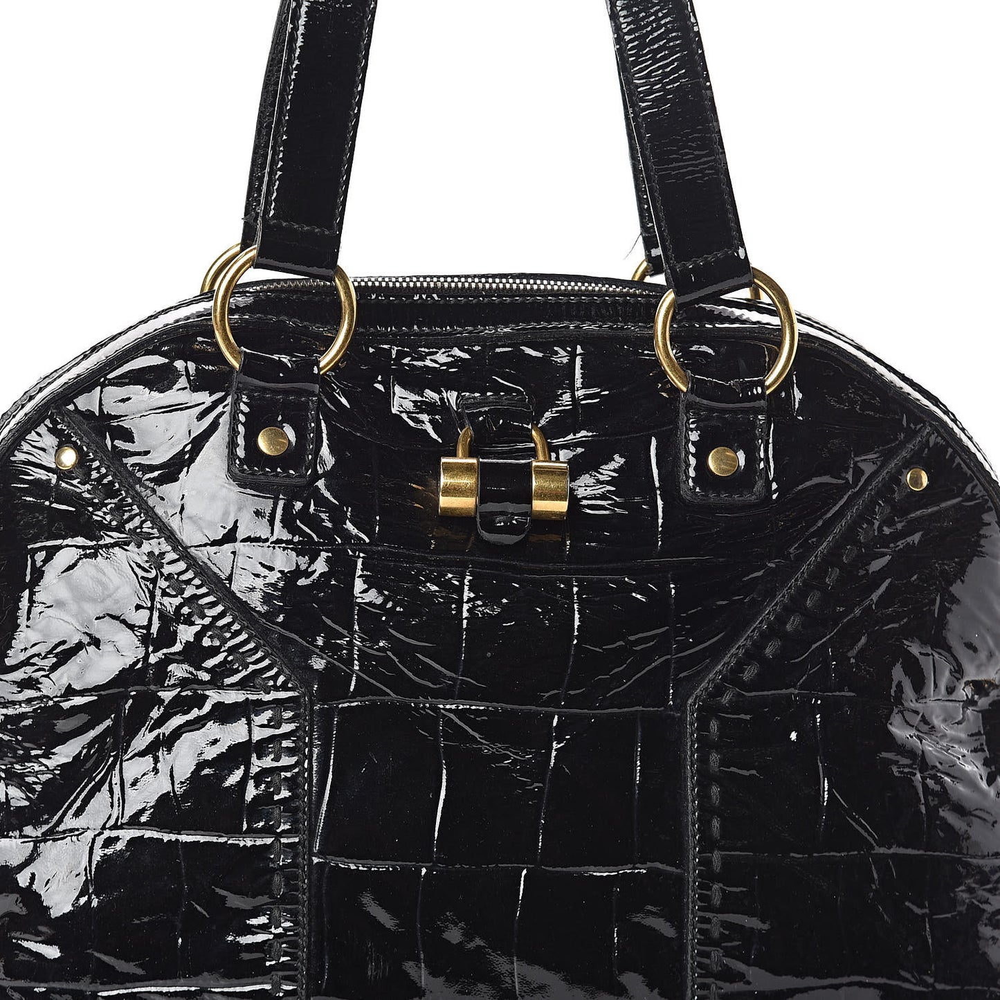 Crocodile Embossed Patent Large Muse Black