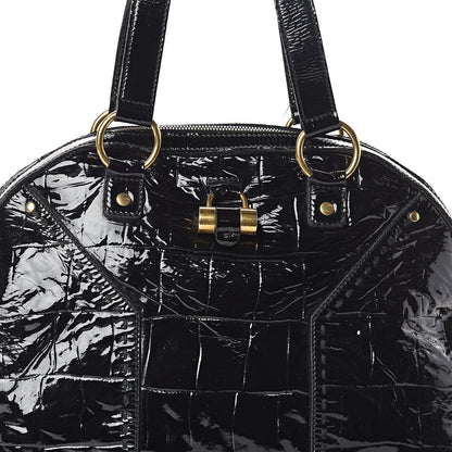 Saint Laurent Crocodile Embossed Patent Large Muse Black 7 of 15