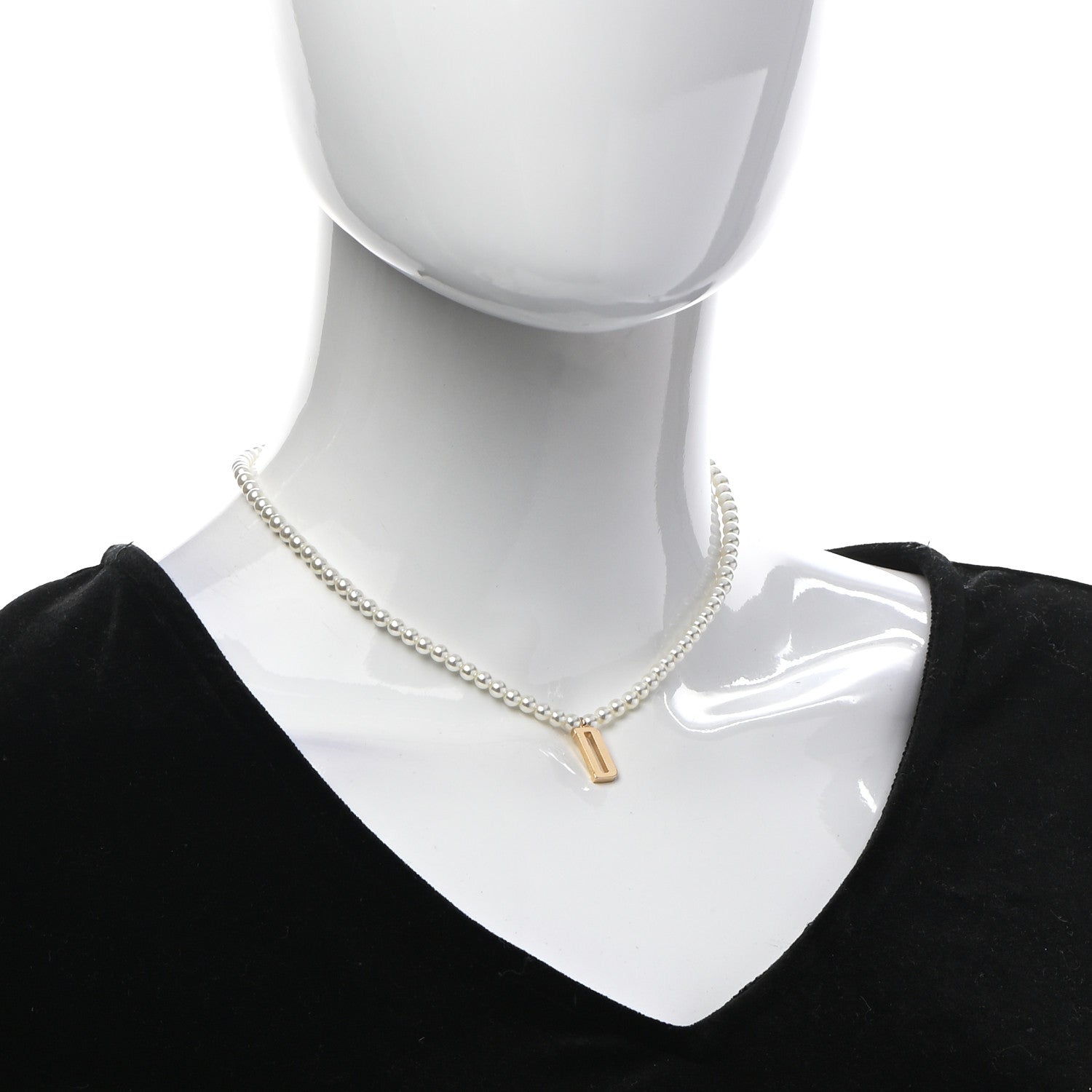 Christian Dior Pearl D Necklace Gold 2 of 6