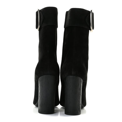 Saint Laurent Suede Joplin Buckle 105 Booties 37.5 Black 5 of 15