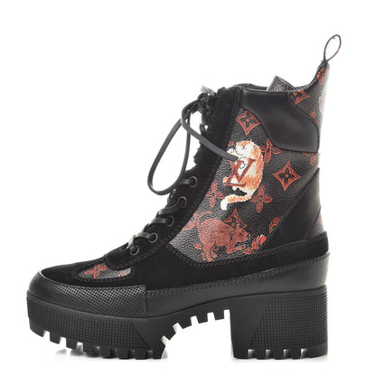 Louis Vuitton Suede Calfskin Catogram Laureate Platform Desert Boots 37 Black Marron 1 of 6