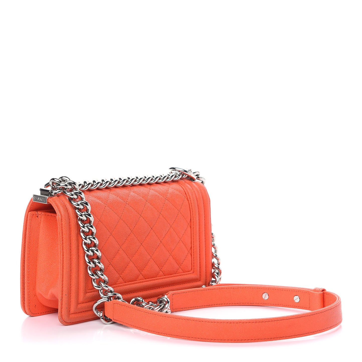 Caviar Quilted Small Boy Flap Orange