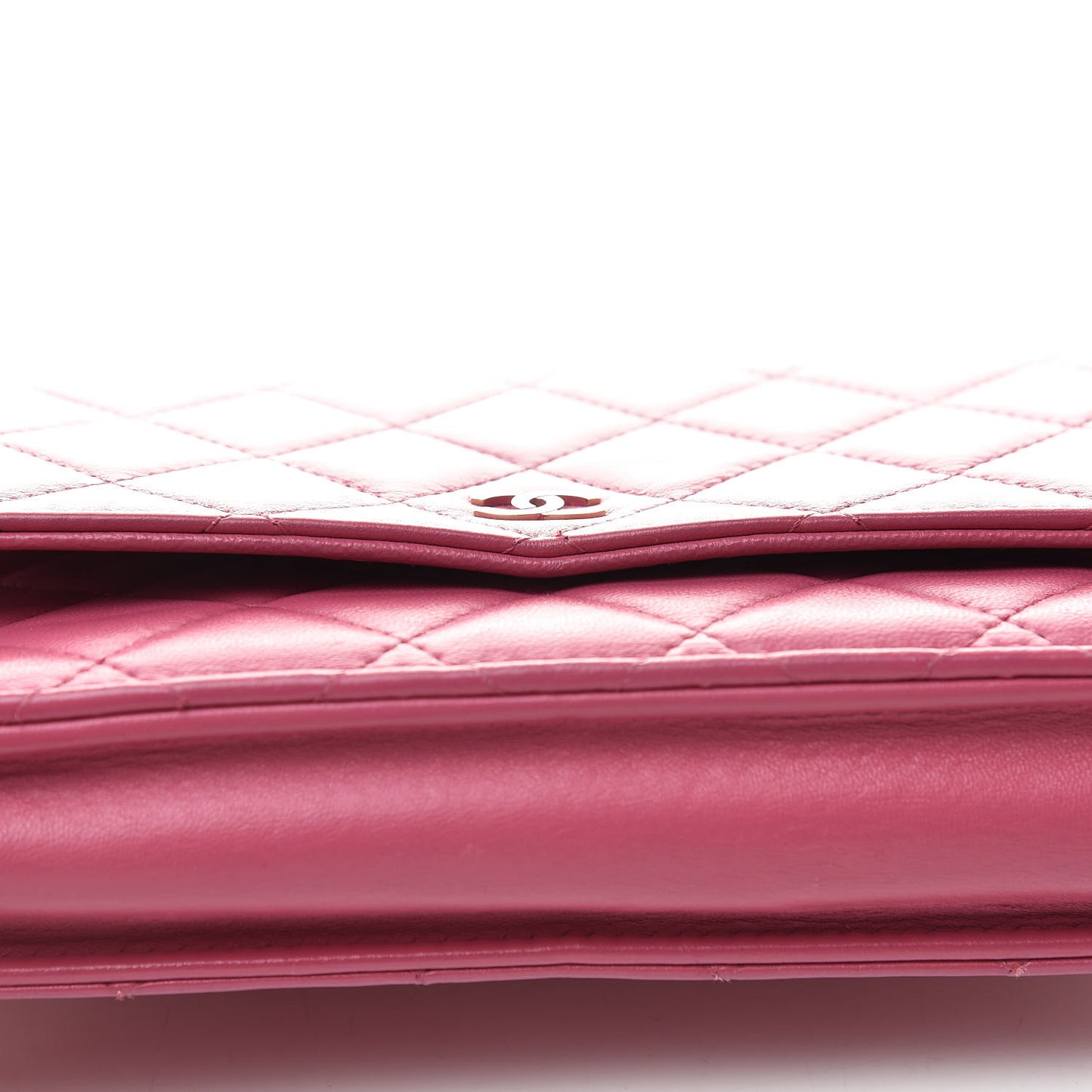Lambskin Quilted Wallet On Chain WOC Pink
