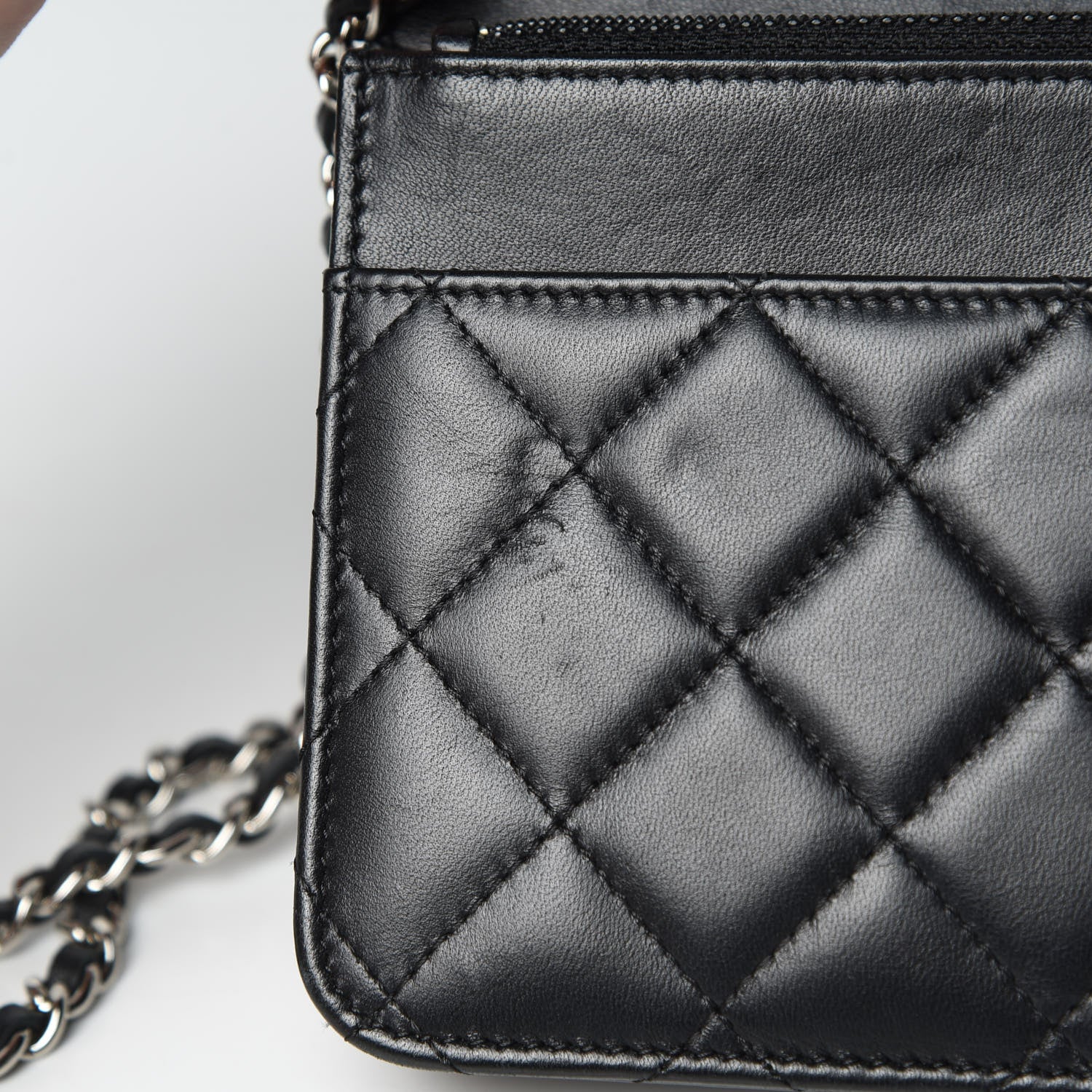 Chanel Lambskin Quilted Wallet On Chain WOC Black 12 of 15