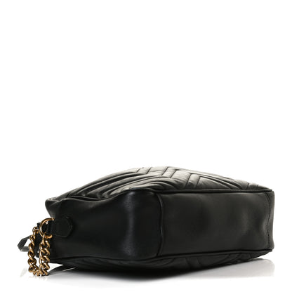 Gucci Calfskin Matelasse Medium GG Marmont Chain Shoulder Bag Black 6 of 27