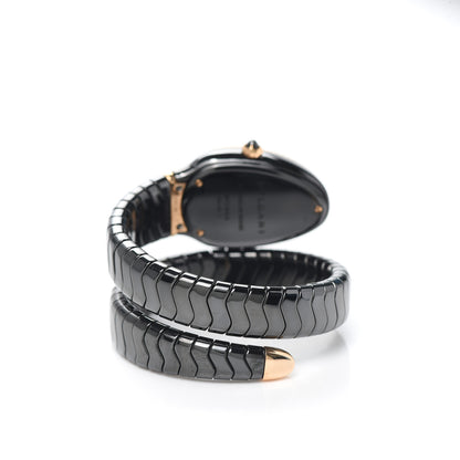 Bulgari 18K Rose Gold Ceramic Diamond Bezel 35mm Serpenti Tubogas Quartz Watch Black 3 of 5