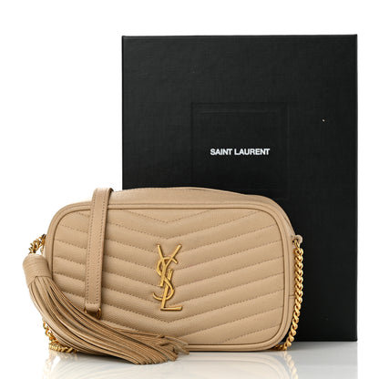 Saint Laurent Grain De Poudre Matelasse Monogram Mini Lou Camera Bag Dark Beige 10 of 10