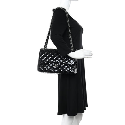 Chanel Patent Quilted Jumbo Double Flap Black 2 of 11