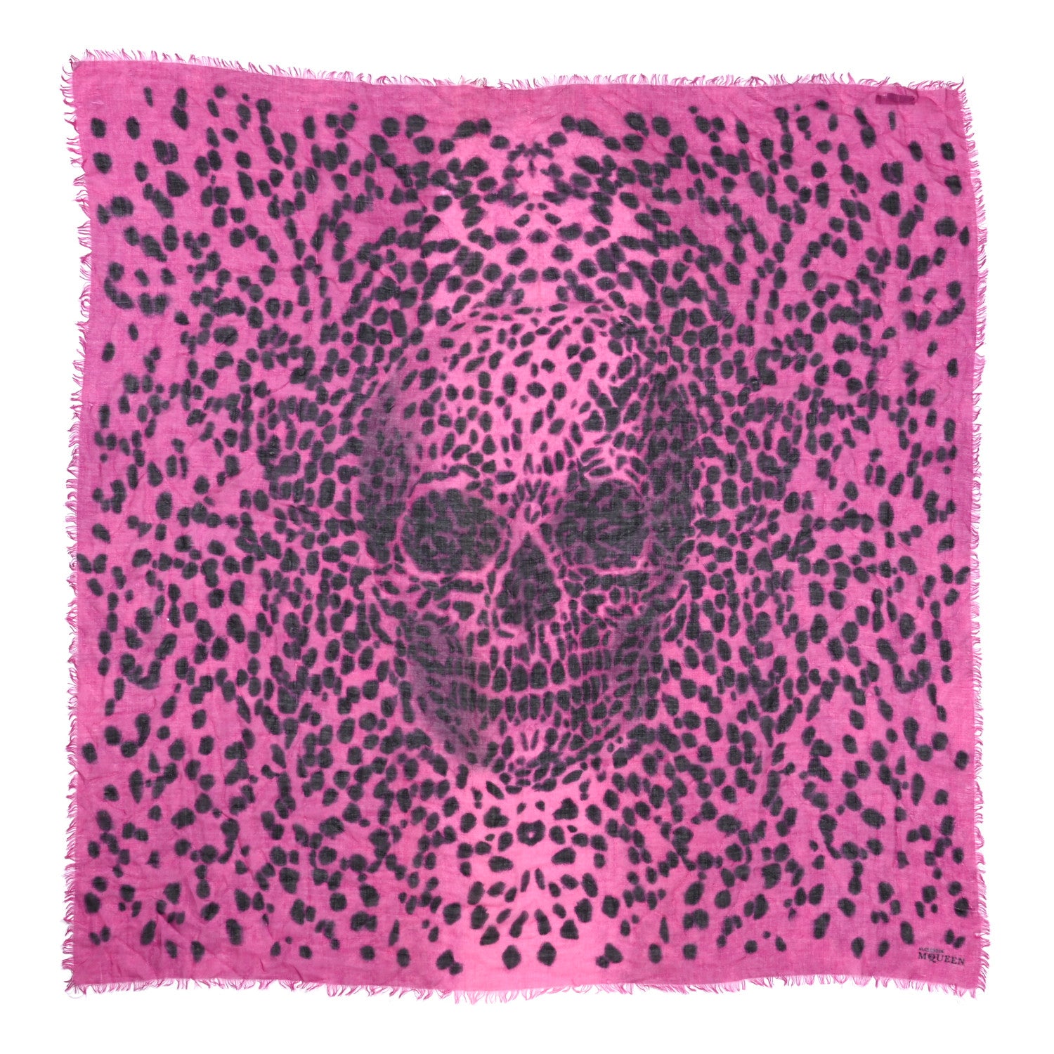 Alexander McQueen Cashmere Silk Skull Scarf Pink Black 1 of 7