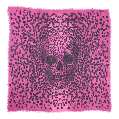 Alexander McQueen Cashmere Silk Skull Scarf Pink Black 1 of 7