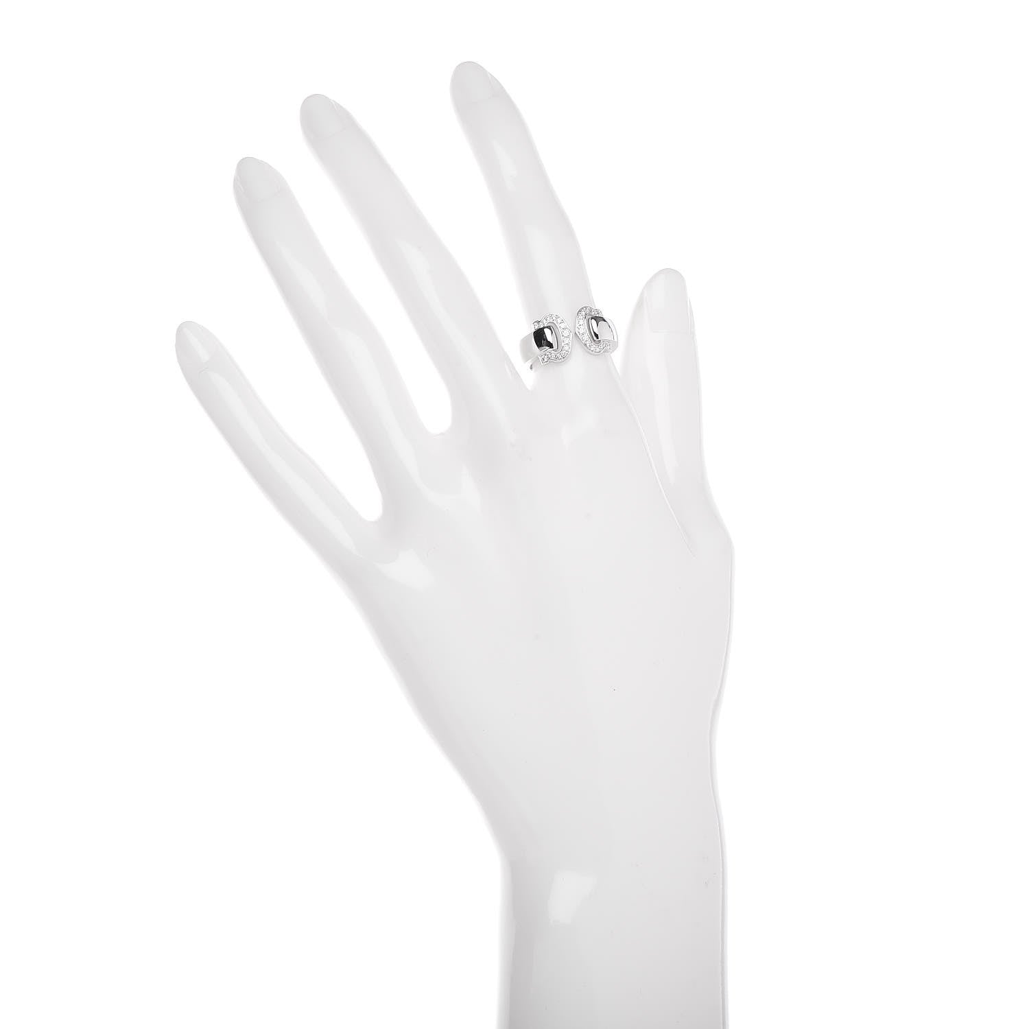 Cartier 18K White Gold Diamond C De Ring 50 5.25 2 of 5
