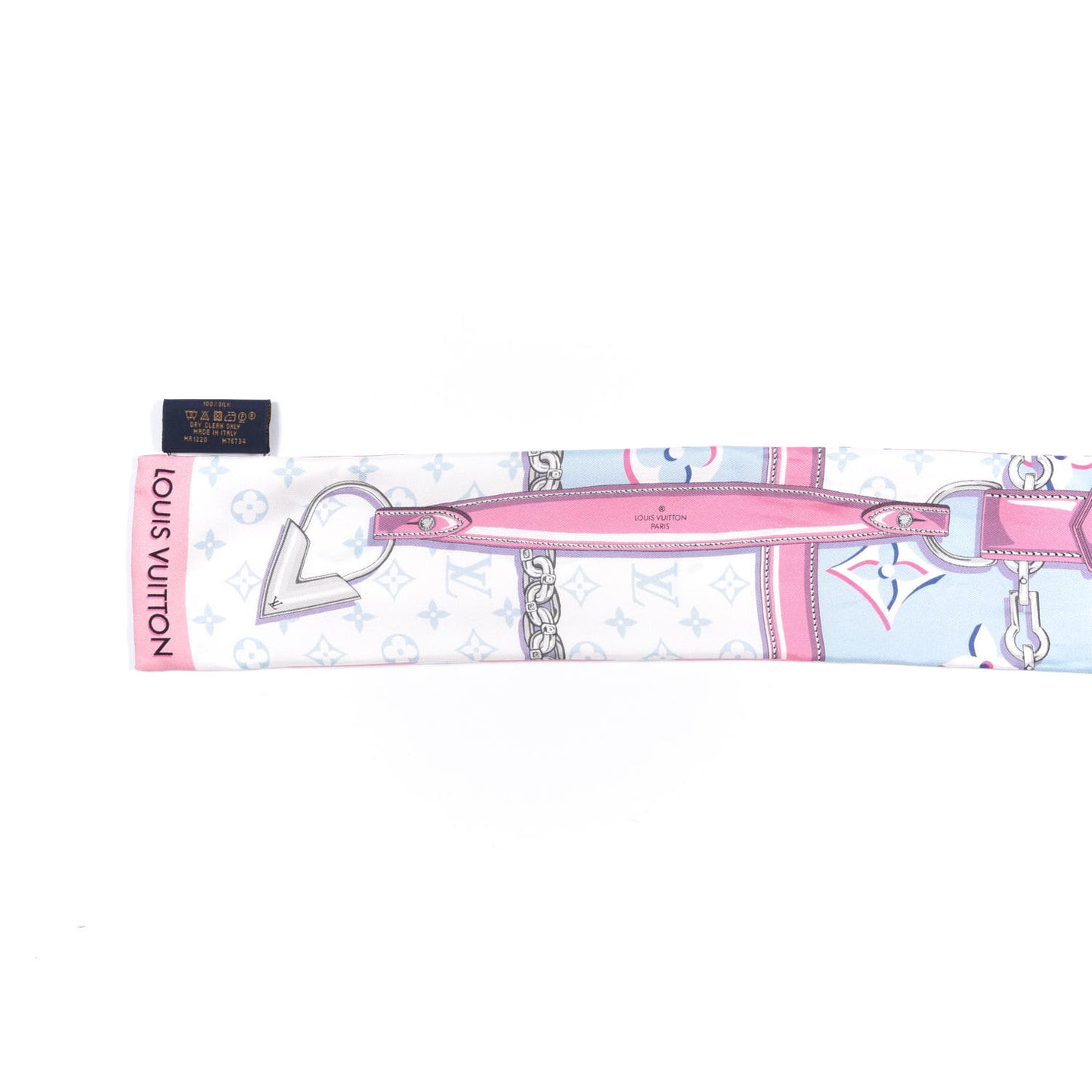 Silk Monogram Escale Perfect Match Bandeau Bleu Rose