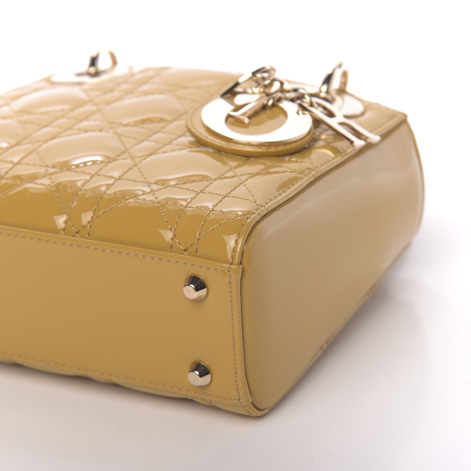 Christian Dior Patent Cannage Mini Lady Dior Yellow 9 of 11