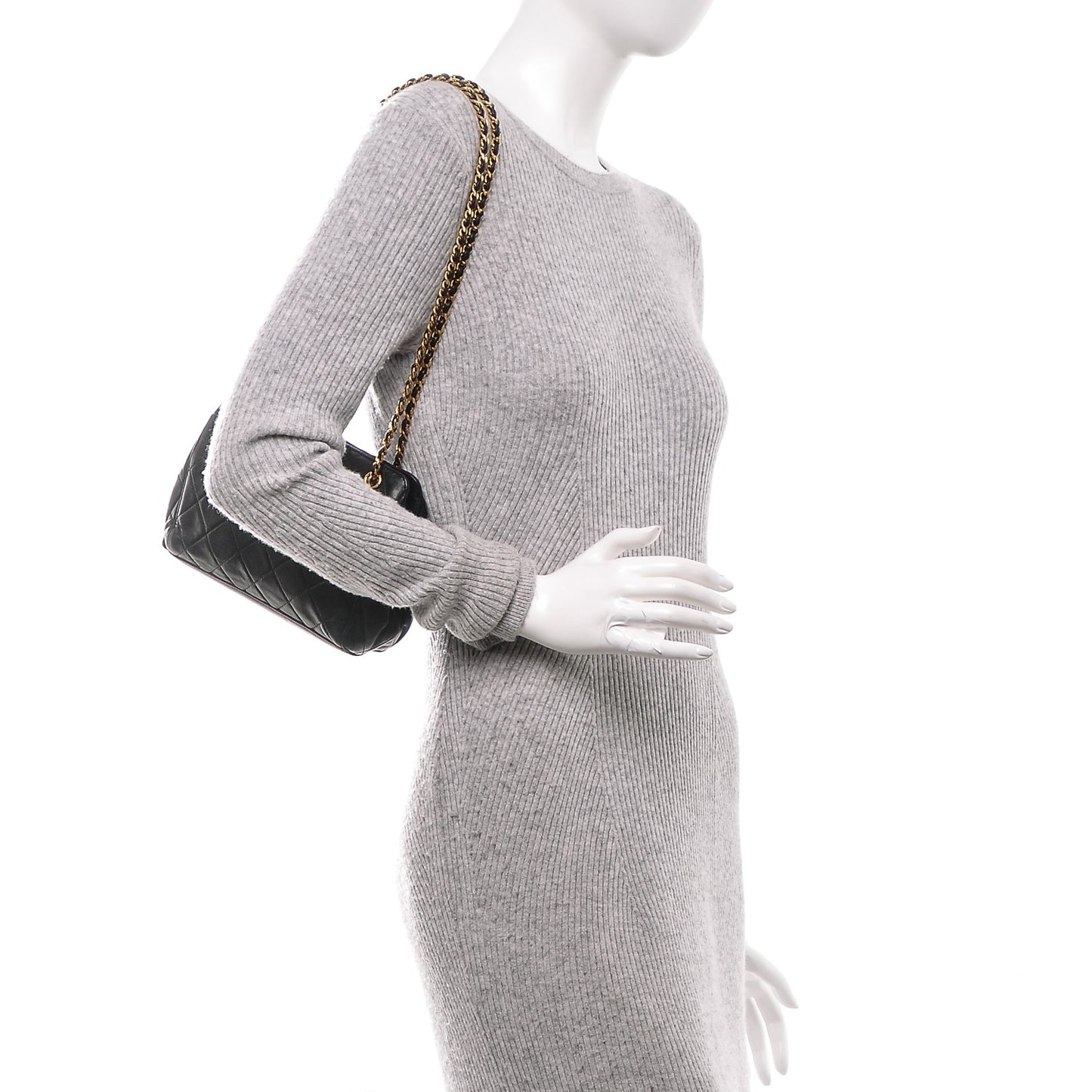 Lambskin Quilted Shoulder Bag Black