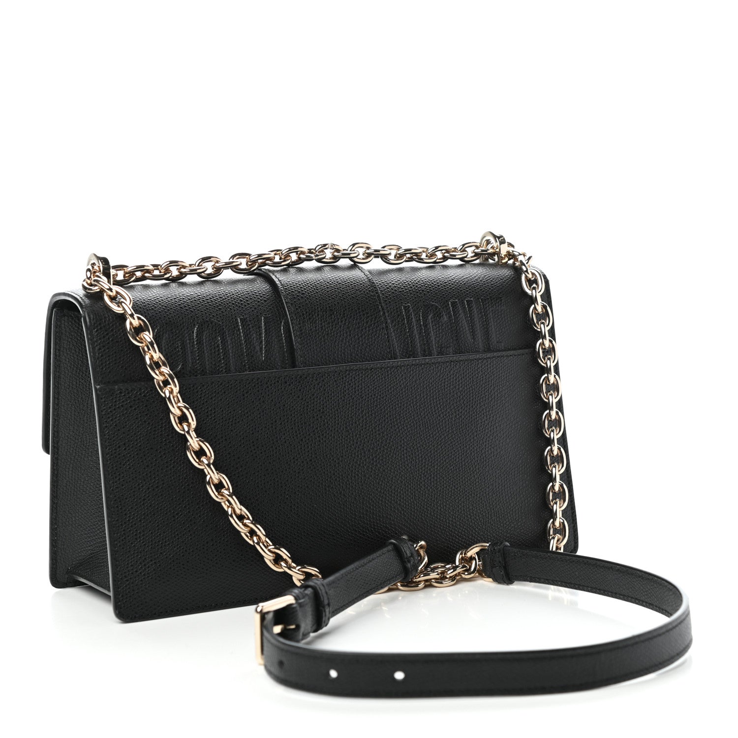 Christian Dior Grained Calfskin Embossed 30 Montaigne Chain Flap Bag Black 3 of 9
