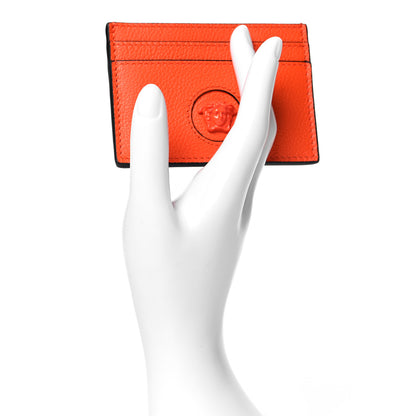 Versace Calfskin Medusa Card Holder Orange 2 of 6