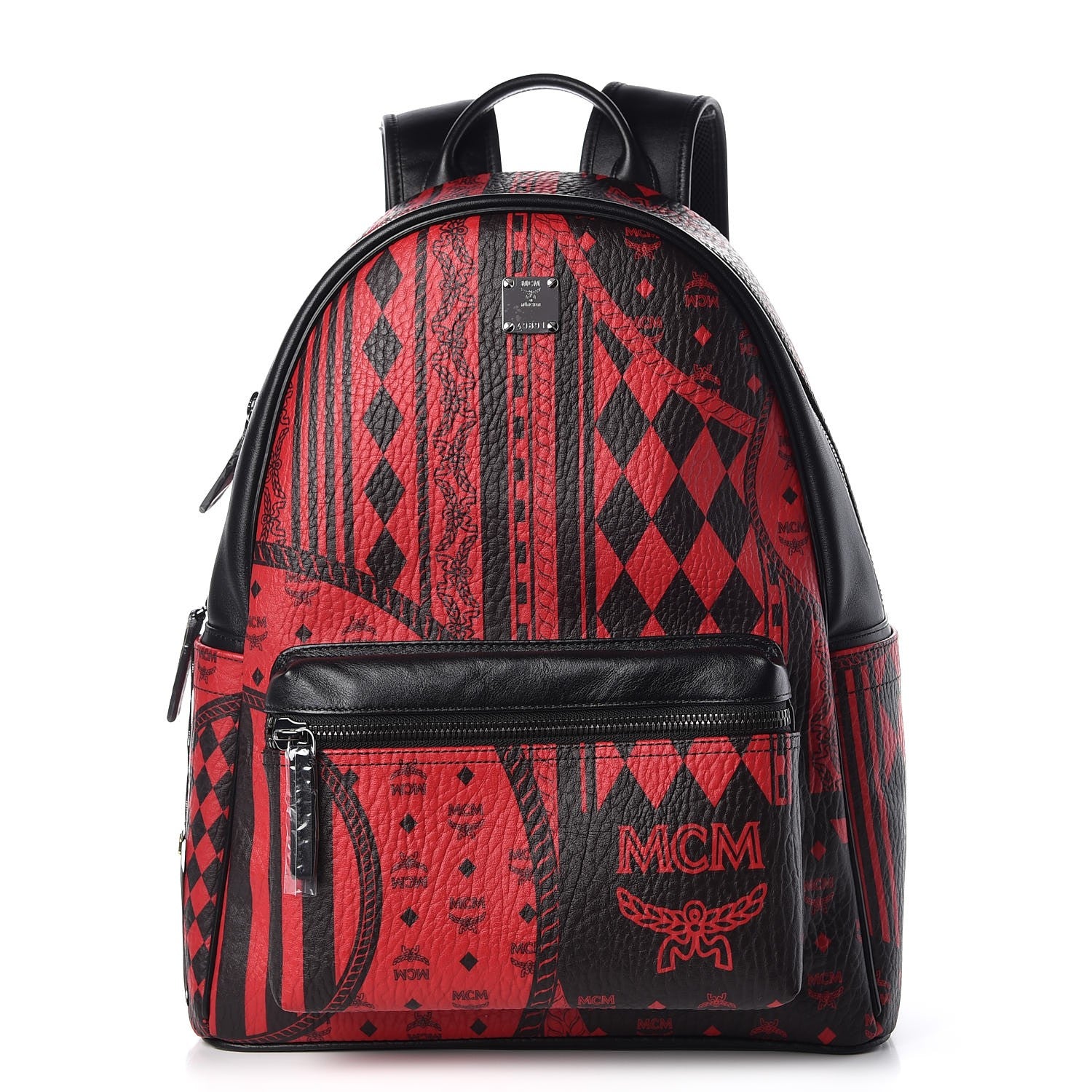MCM Visetos Baroque Print Medium Stark Backpack Black Red 1 of 10