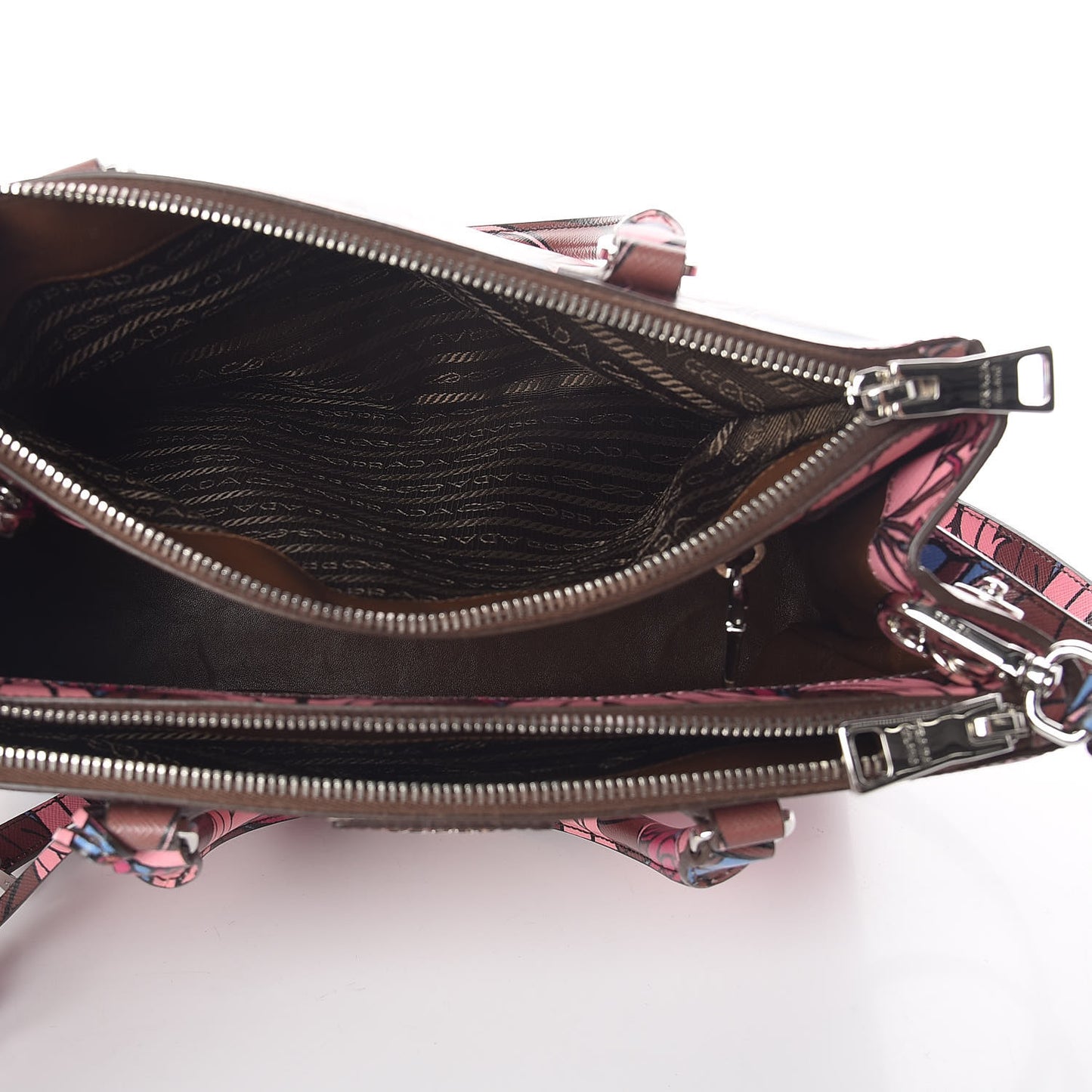 Saffiano Floral Print Small Galleria Double Zip Tote Cotto