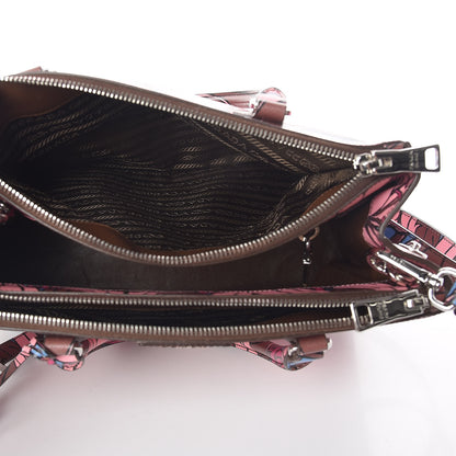 Prada Saffiano Floral Print Small Galleria Double Zip Tote Cotto 7 of 12