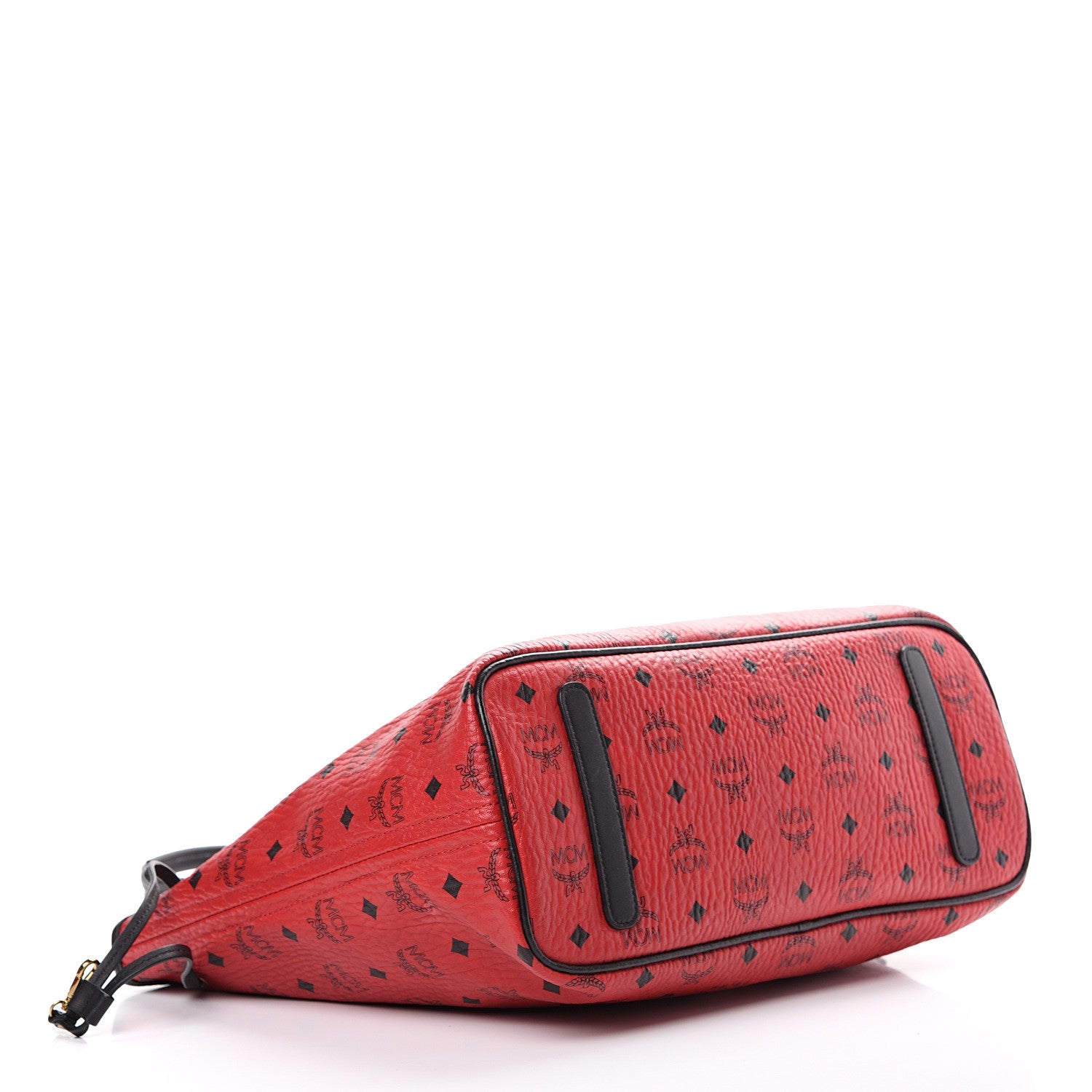 MCM Visetos Medium Project Reversible Shopper Tote Ruby Red Black 6 of 15