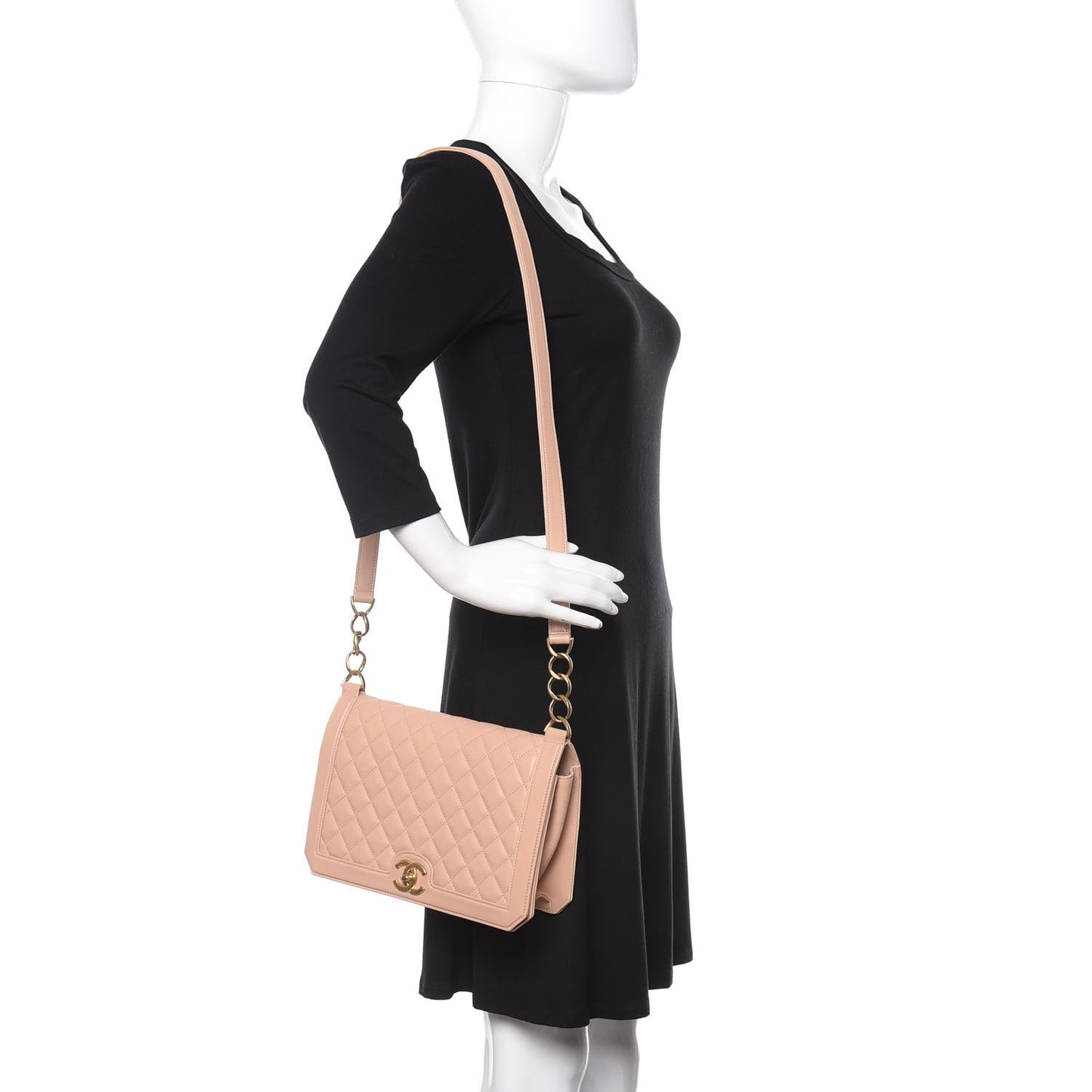 Lambskin Quilted Flap Beige