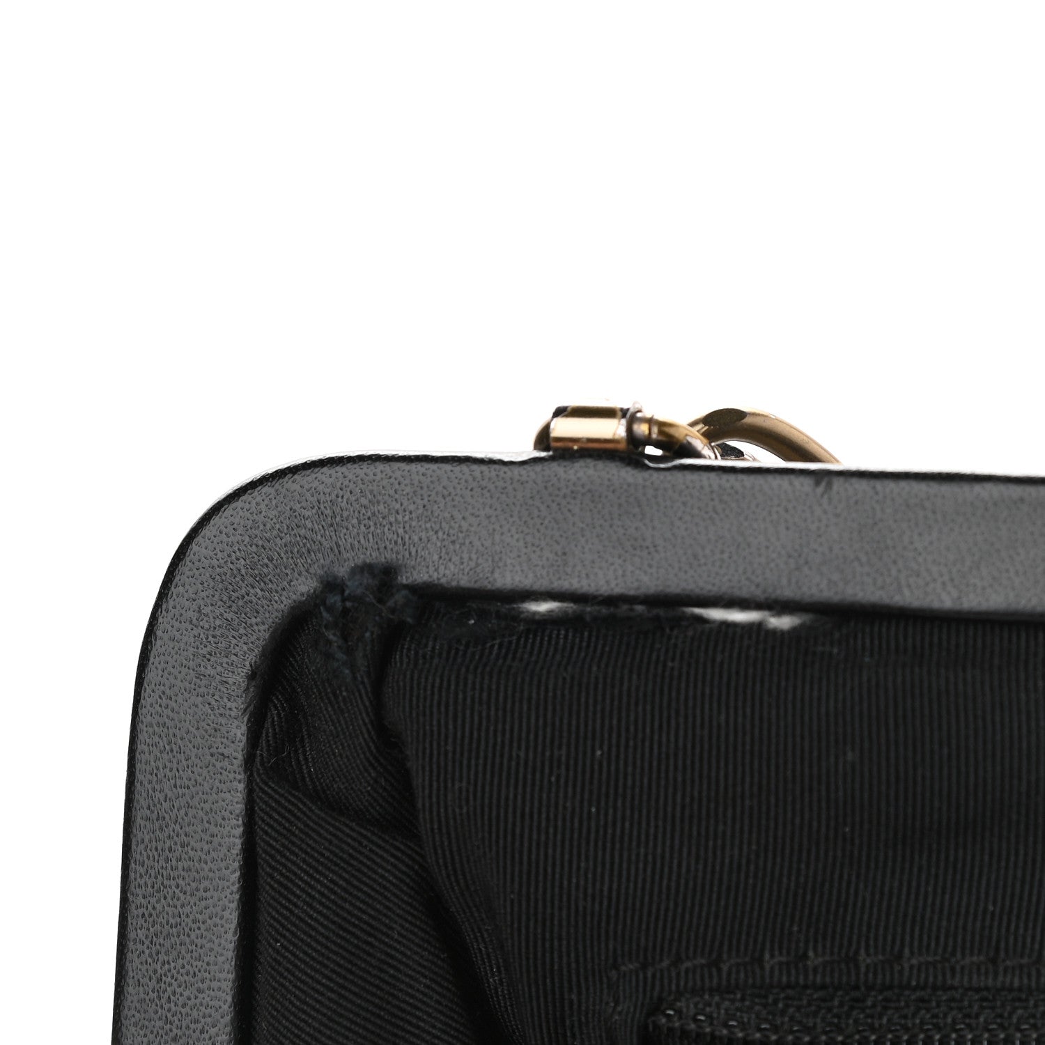Chanel Glazed Calfskin Kisslock Frame Bag Black 15 of 16