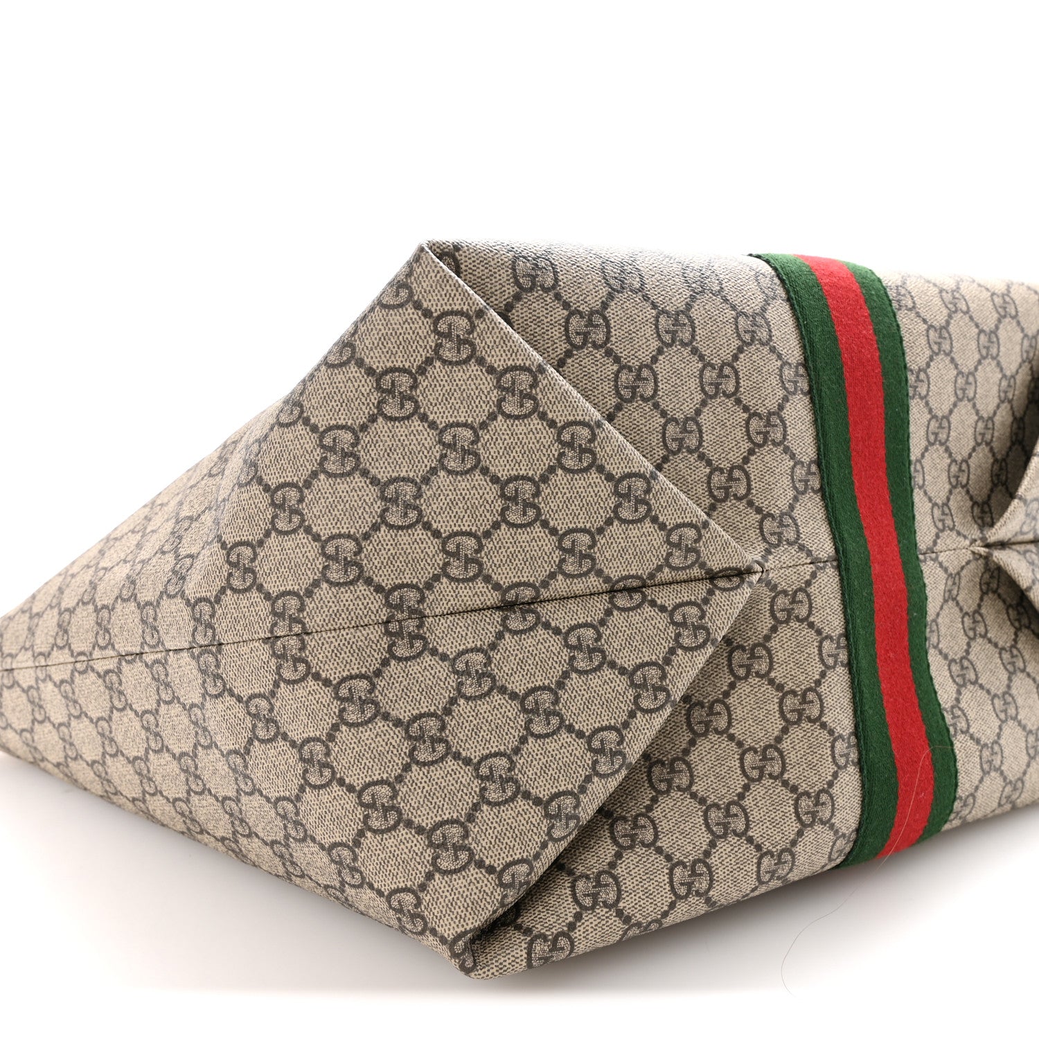 Gucci GG Supreme Monogram Calfskin Web Large Ophidia Tote Beige Dark Brown 8 of 10