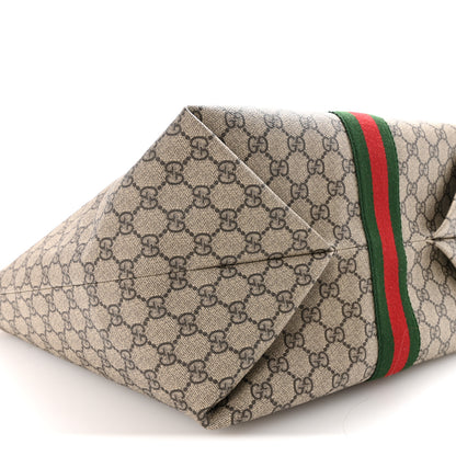 Gucci GG Supreme Monogram Calfskin Web Large Ophidia Tote Beige Dark Brown 8 of 10