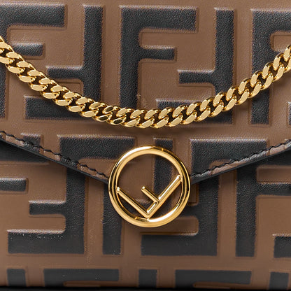 Fendi Vitello Soft F is Fendi Bi-Color FF 1974 Embossed Envelope Wallet On Chain with Pouches Maya Black 14 of 18