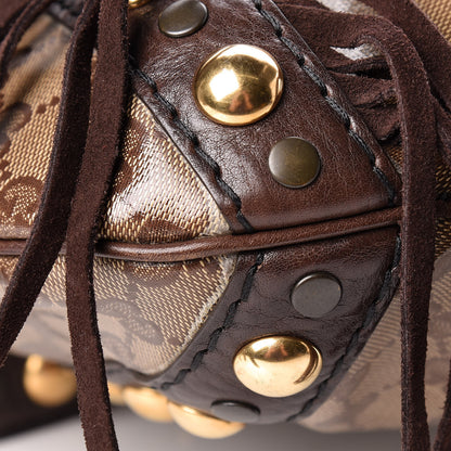 Gucci Crystal Monogram Fringe Babouska Satchel Brown 10 of 11