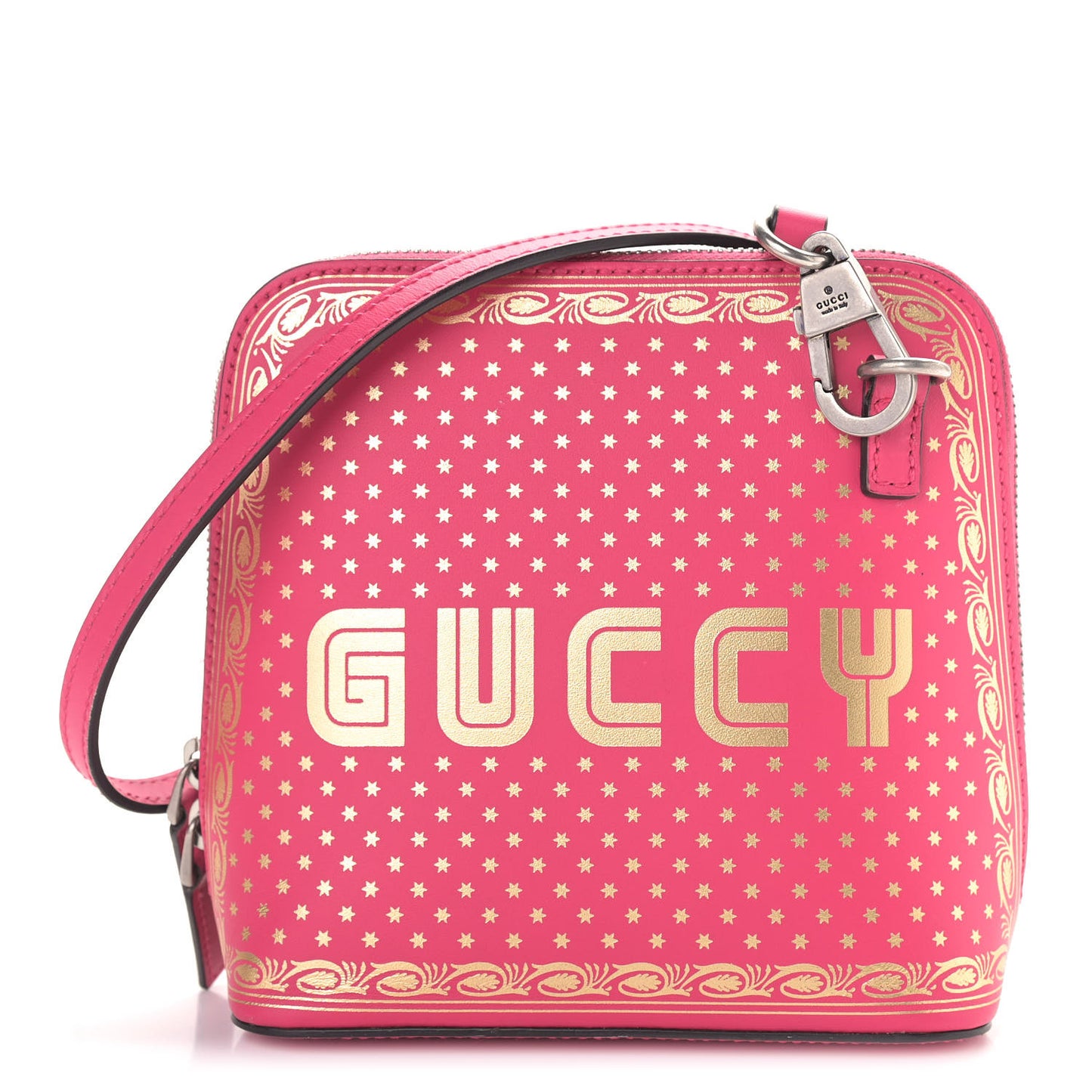 X SEGA Calfskin GUCCY Stars Mini Dome Shoulder Bag Violet Fuxia Gold