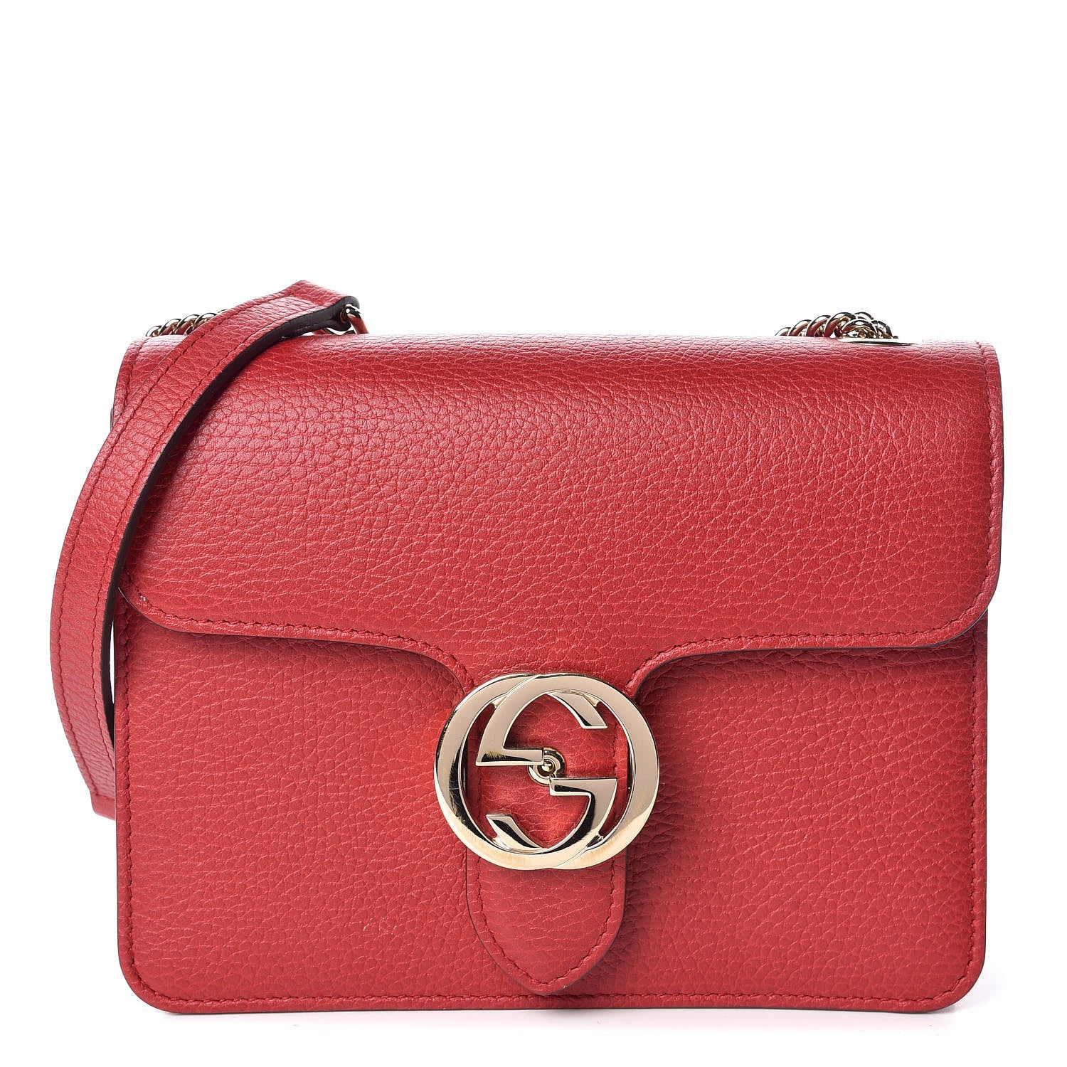 Gucci Dollar Calfskin Small Interlocking G Shoulder Bag Red 1 of 11