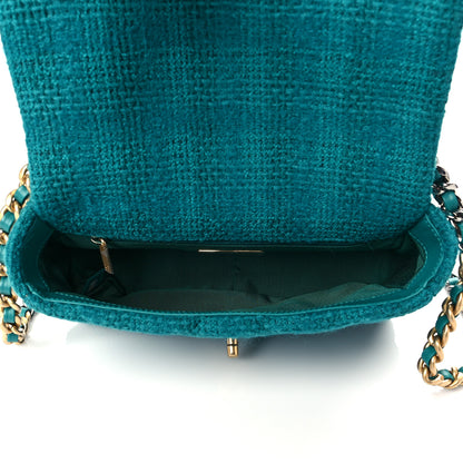 Chanel Tweed Quilted Medium Chanel 19 Flap Green 5 of 11