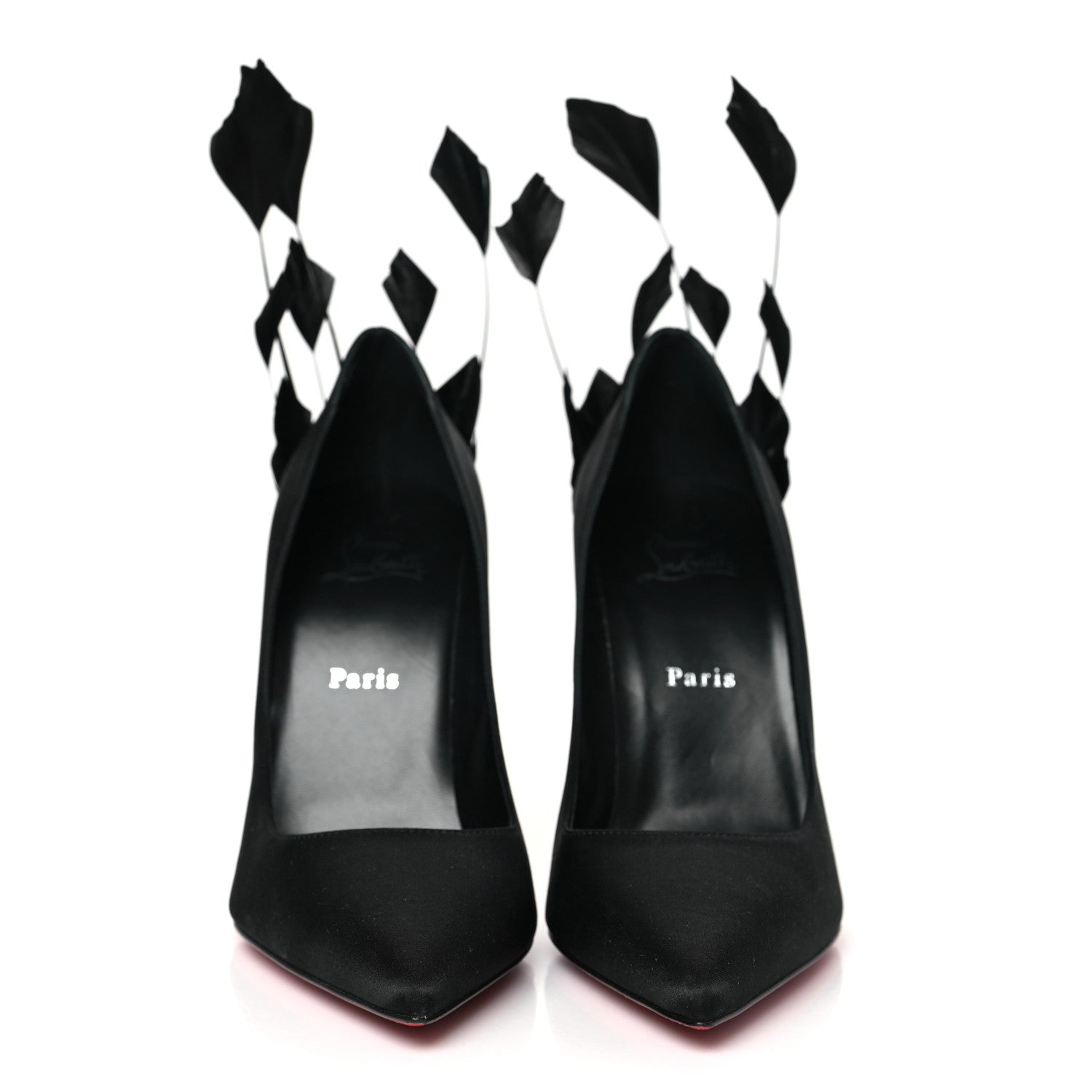 Christian Louboutin Crepe Satin Kate Plume 100 Pumps 41 Black 3 of 9