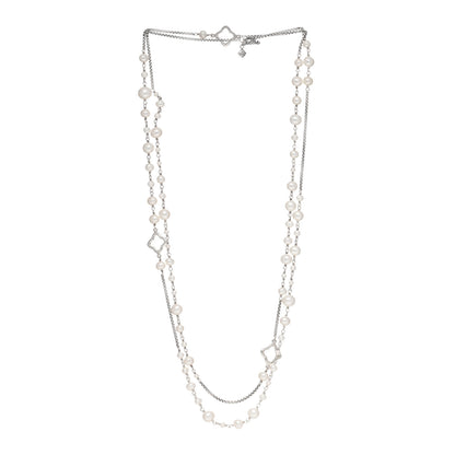 David Yurman Sterling Silver Pearl 7.5mm Quatrefoil Long Chain Necklace 2 of 3