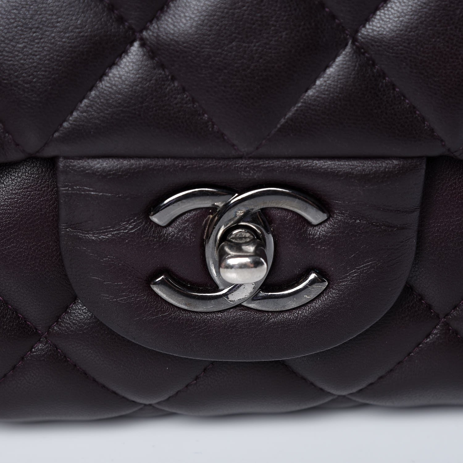 Chanel Lambskin Quilted Jumbo Double Flap Dark Purple 15 of 15