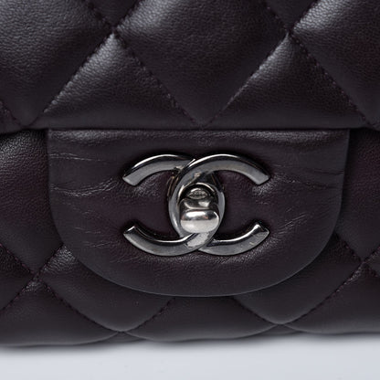 Chanel Lambskin Quilted Jumbo Double Flap Dark Purple 15 of 15