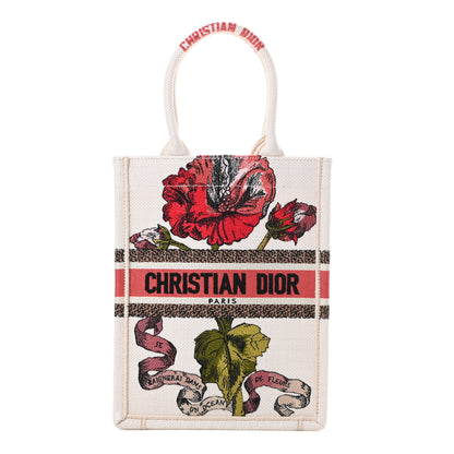 Christian Dior Canvas Embroidered Vertical Fleurs Bibliques Book Tote Latte Multicolor 1 of 10