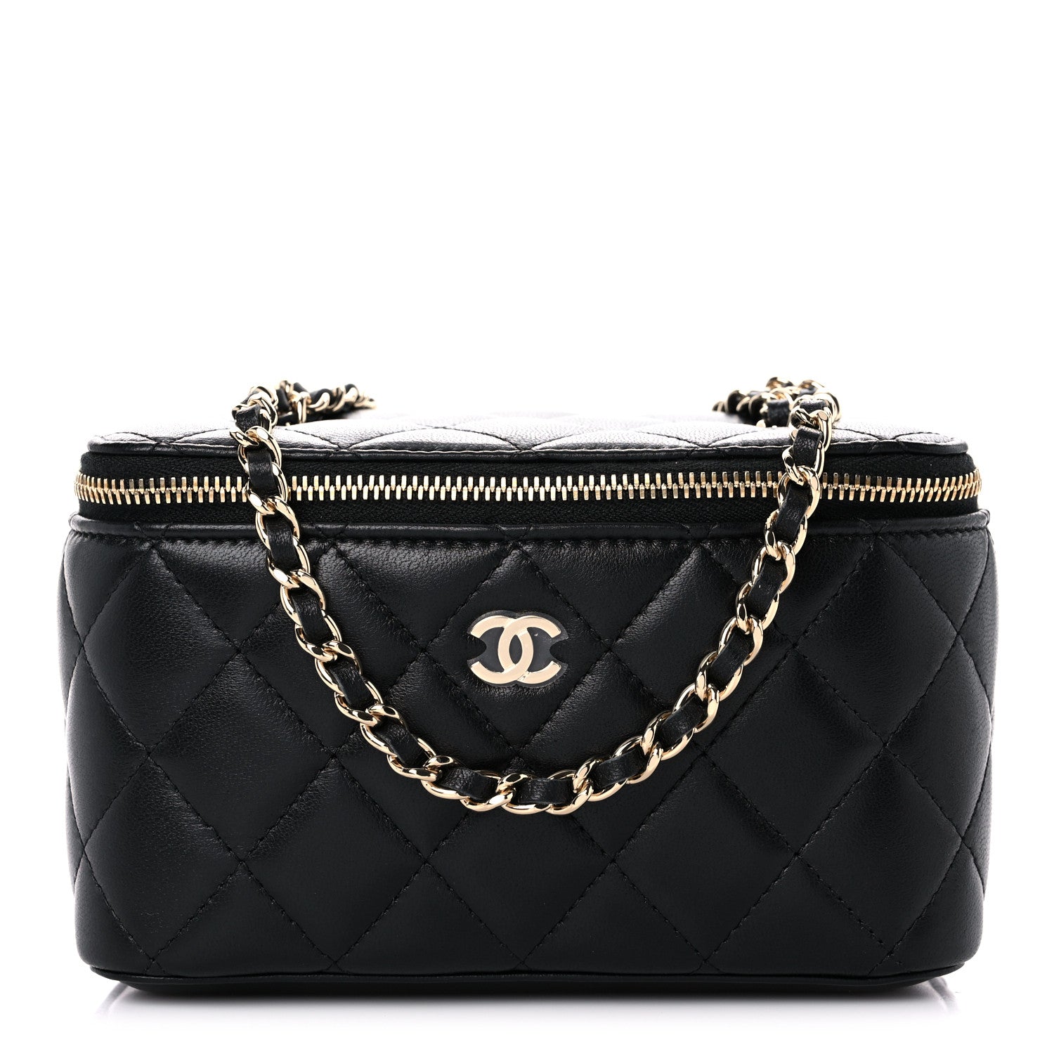 Chanel Lambskin Quilted Small Vanity Case With Chain Black 1 of 9