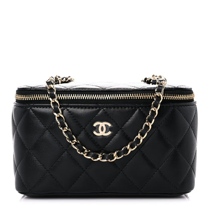 Chanel Lambskin Quilted Small Vanity Case With Chain Black 1 of 9