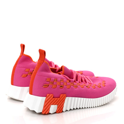 Hermes Knit Womens Flex Bolduc Sneakers 37 Rose Framboise Orange 4 of 7