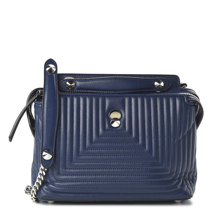 Fendi Shiny Nappa Trapuntata Small DotCom Click Chain Satchel Blue 1 of 9