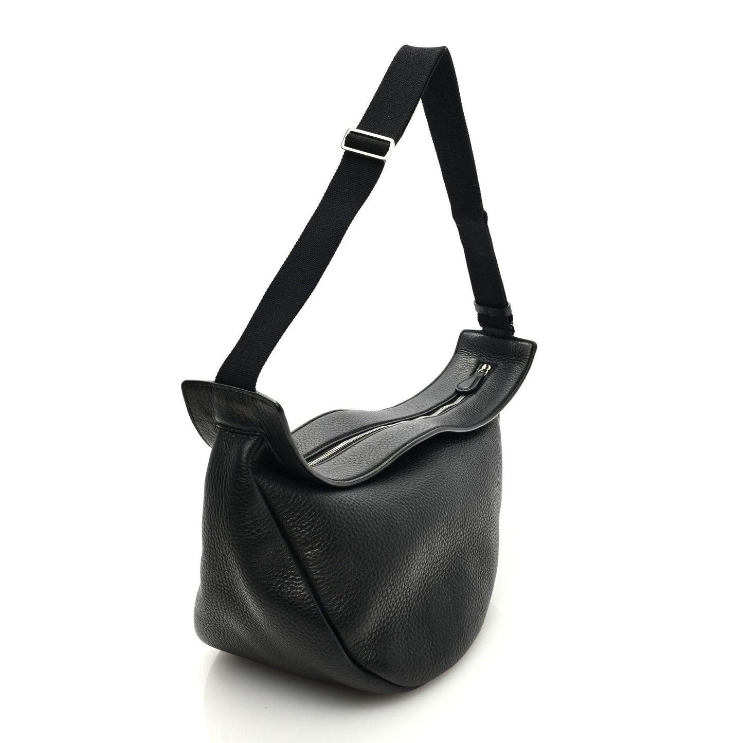Grained Calfskin Large Slouchy Banana Bag Black