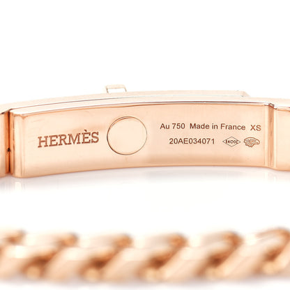 Hermes 18K Rose Gold Diamond PM Kelly Gourmette Chaine Bracelet XS 4 of 5