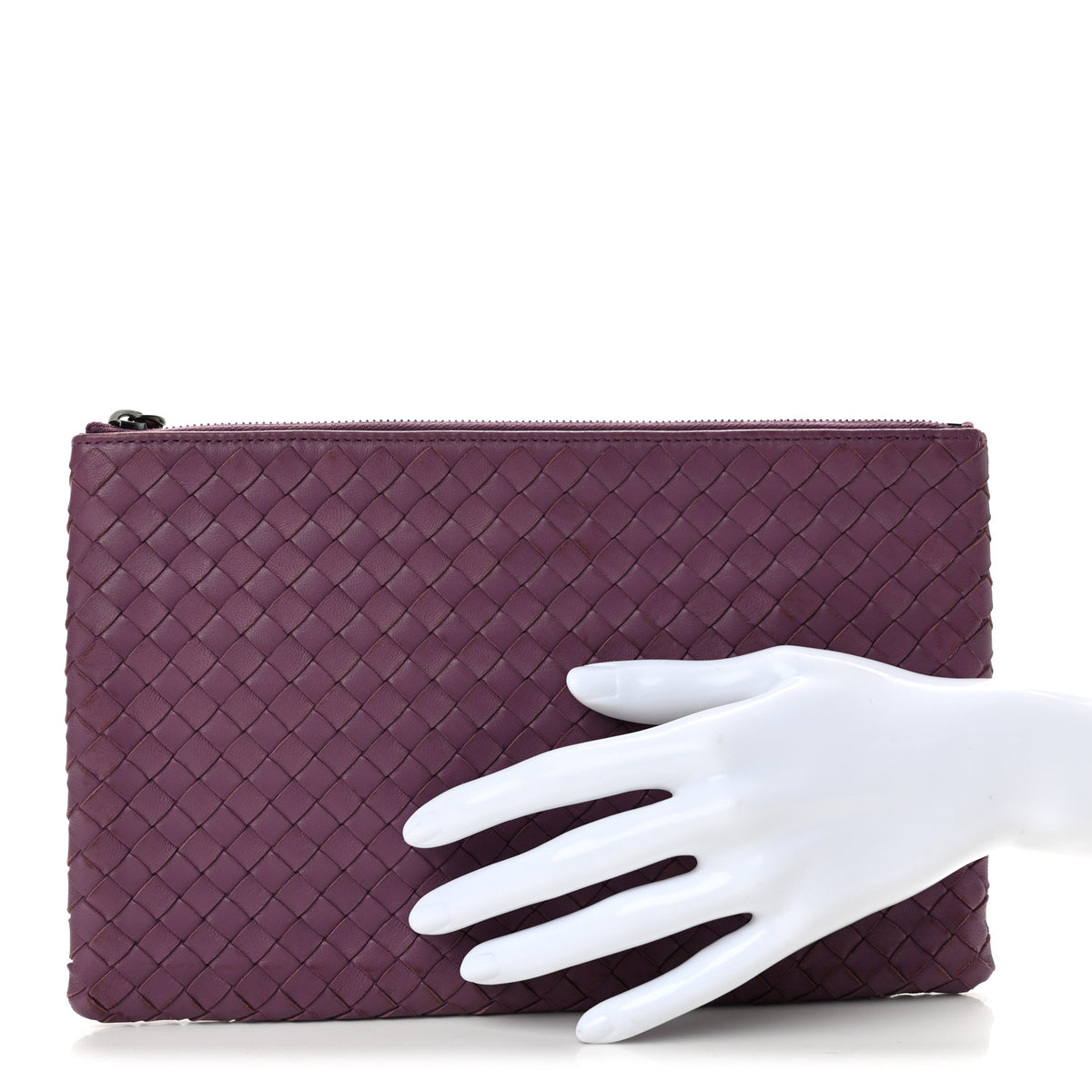 Nappa Intrecciato Flat Zip Pouch Corot