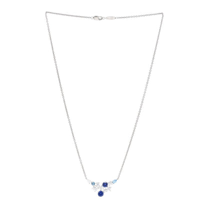 Harry Winston Platinum Diamond Aquamarine Blue Sapphire Sparkling Cluster Pendant Necklace 2 of 3