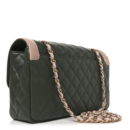 Chanel Lambskin Quilted Medium Bi-Color Flap Green Pink 3 of 10
