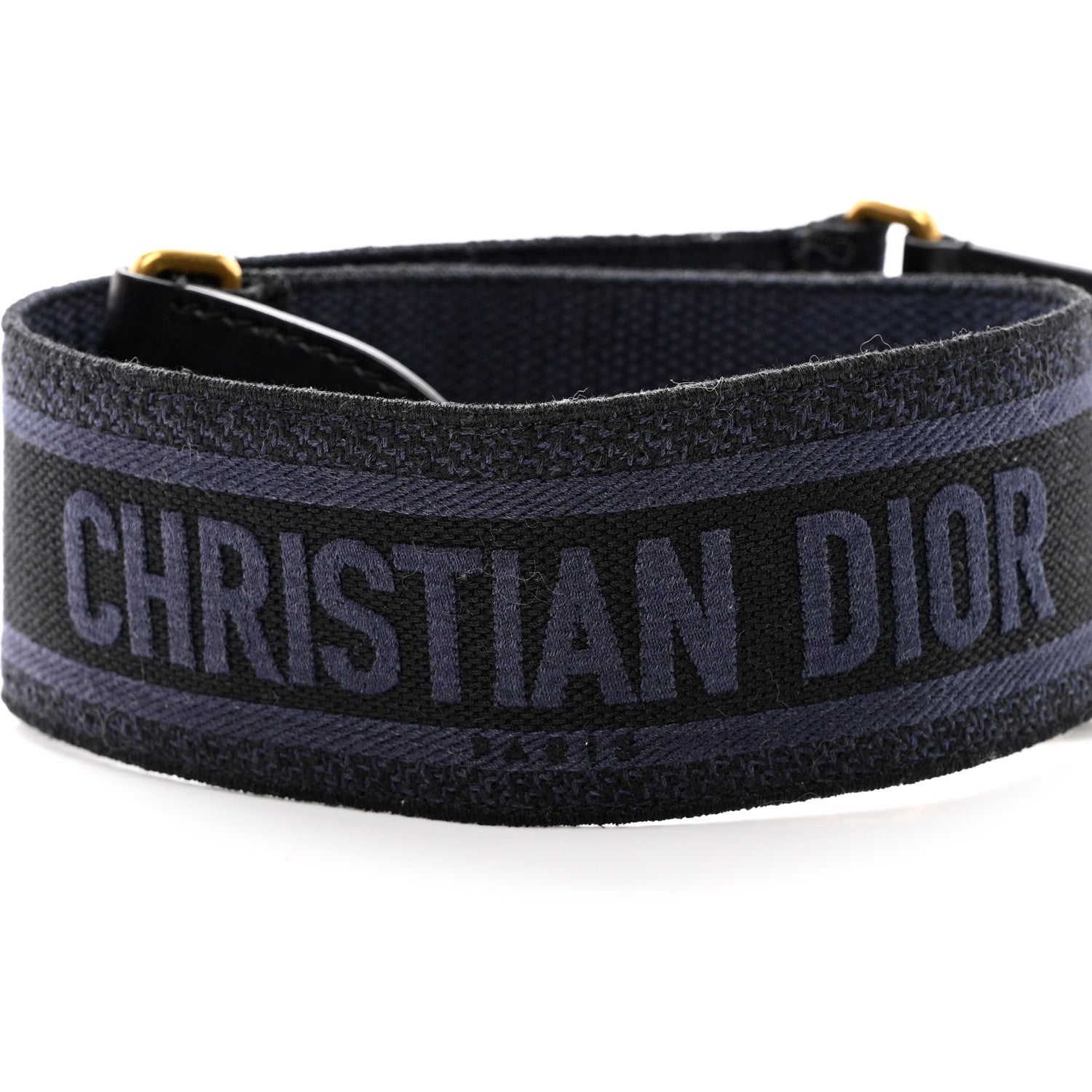 Christian Dior Canvas Embroidered Shoulder Strap Denim Blue 3 of 6
