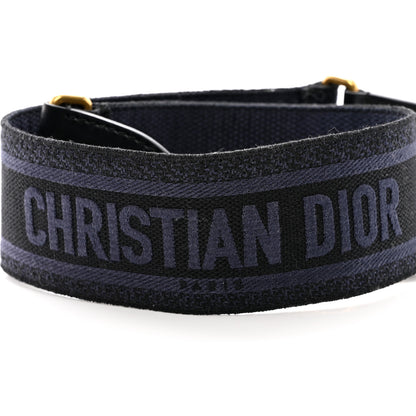 Christian Dior Canvas Embroidered Shoulder Strap Denim Blue 3 of 6